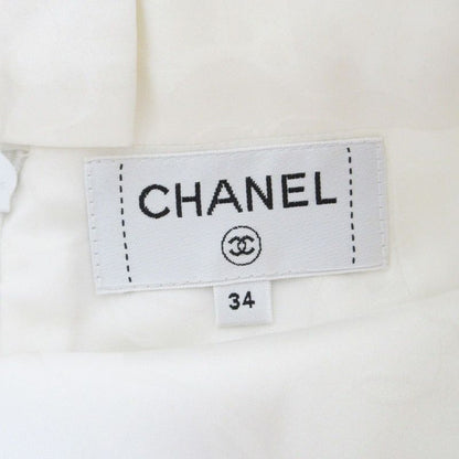 16ss Chanel Flower Print Gathered Skirt Bottoms White Half Length Size 34