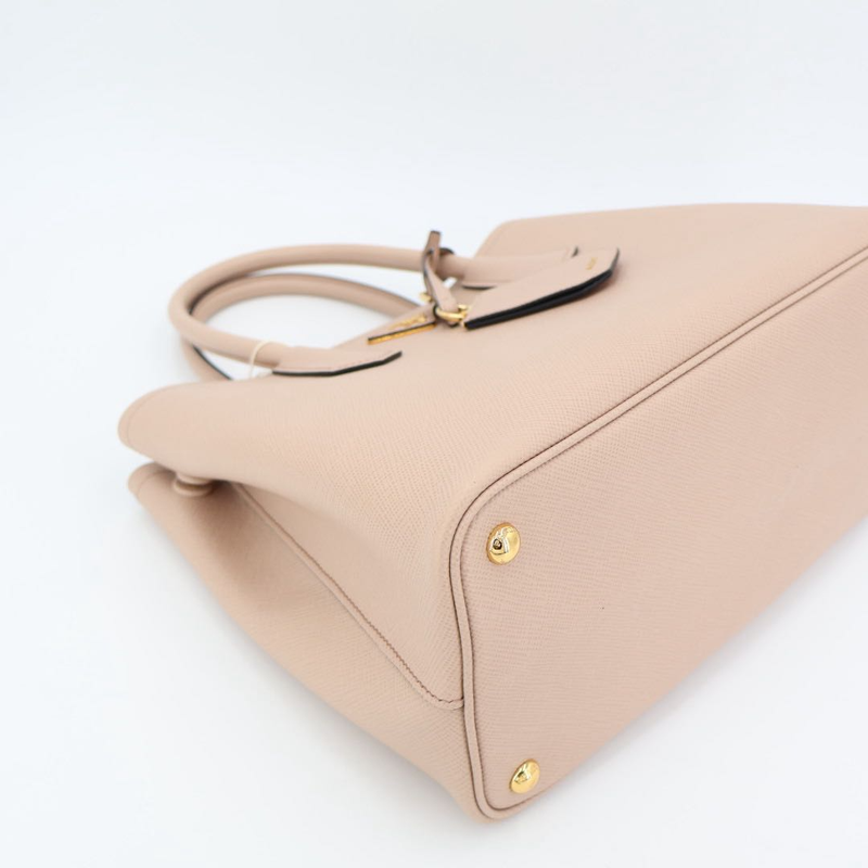 Prada Double Bag Saffiano Leather Triangle Logo Cameo Shopping Bag