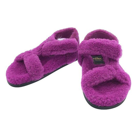 Fendi - Sheep Fur Boa Sandal Zucca Boa Sandal - 35 1 2 - Purple - Women's