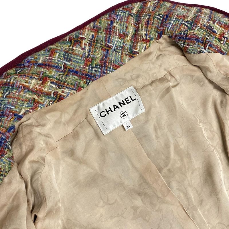 Chanel Jacket Size 34 S Women - P56262 Green X Red X Multi Long Sleeves / Tweed