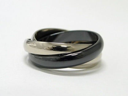 Cartier Trinity Ring 750wg 18K White Gold WHY Togo Old Ceramic Size 53 Approx