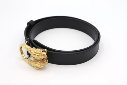 Gucci Double Taiga - Head Buckle Leather Belt 70 28 037 1766 1424 Black Made In
