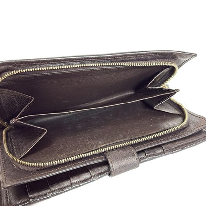 Bottega Veneta Bifold Wallet Intrecciato 114074 Dark Brown Round Zipper Leather