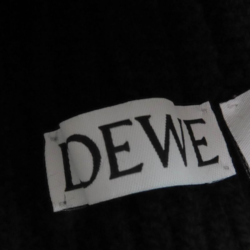 LOEWE Ksa9ot7x01 100% Wool Logo Embroidered Beanie Knit Hat Knit Cap Black Made