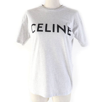 Celine 2x764501f 100% Cotton Logo Print Loose Fit Short Sleeve T-shirt Grey XS