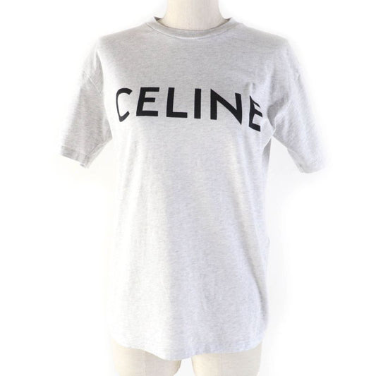 Celine 2x764501f 100% Cotton Logo Print Loose Fit Short Sleeve T-shirt Grey XS
