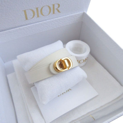 Christian Dior 30 Montaigne B1760 M Size Leather Ivory White Double Bracelet