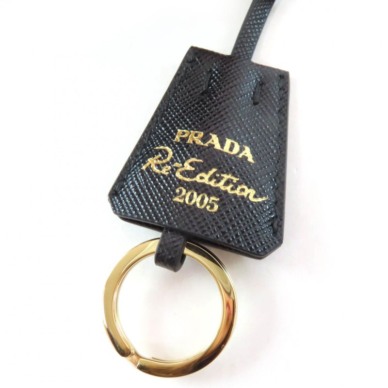 Prada Re-edition 2005 Re-nylon Triangle Logo Mini Nylon Handbag Black Gold
