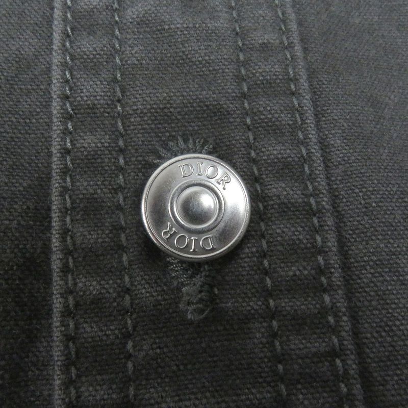 DIOR Homme 383d587ay520 Couture Logo Patch Washed Long Sleeve Denim Shirt Gray