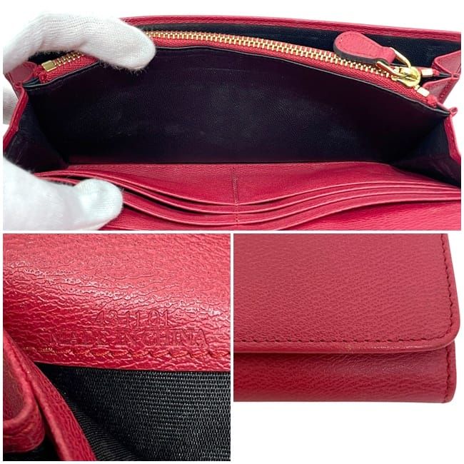 Loewe Foldable Long Wallet Continental Wallet Red Anagram Excellent Condition