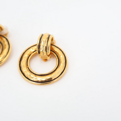 Chanel Matelasse Hoop Earrings Gold Accessories Women
