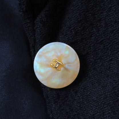 CHANEL Vintage 99P P12650 Wool Jacket With Coco Mark Buttons Black 36 Made In