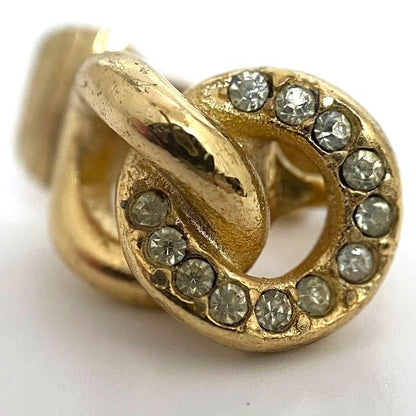 Christian Dior Earrings Gold With Clear Stones