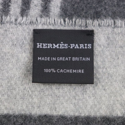  Hermes Sangre À Bucle 100% Cashmere Anthogracito Gris Cles Fringed Scarf With