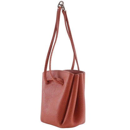 Hermes Vespa Pouch Drawstring Leather Orange □G Ladies Pouch