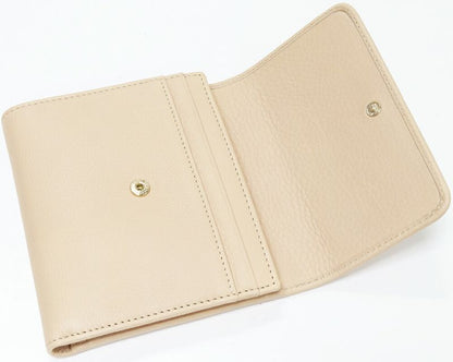 Bulgari Bifold Wallet With Coin Purse Trifold Wallet Monete Calf Beige 35225