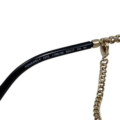 Chanel Sunglass Es with Coco Mark Chain 4242 Brown Gold Chanel