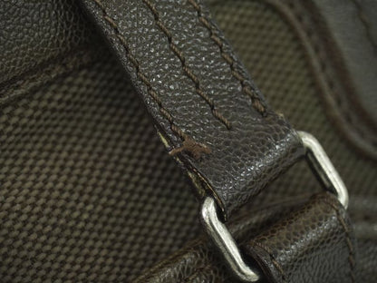 Authentic Chanel Caviar Skin Leather Canvas Shoulder Bag Tote Bag Brown Bag