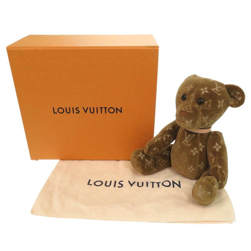 Louis Vuitton Doudou Teddy Bear Monogram Gi0791 Brown Leather Textile Plush Toy