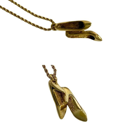 Christian Dior High Heel Motif Necklace Pendant Choker Accessory Gold 31435