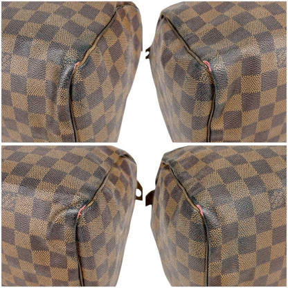 Louis Vuitton Speedy 30 Damier Leather Handbag Mini Boston Bag Brown