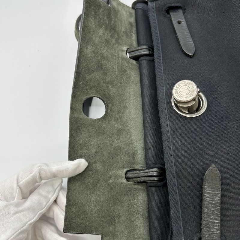 Hermes Yale Bag PM Canvas 2WAY Replaceable Shoulder Bag Handbag Black Ladies Men