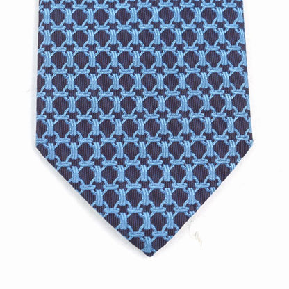 Hermes 659059t Cravate 100% Silk All-over Design H Logo Lining Tie Blue Navy