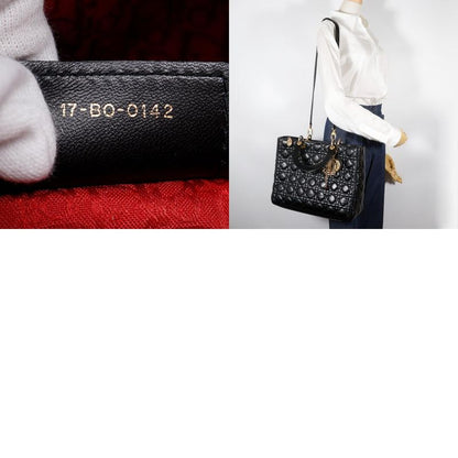 [dior] Christian Dior Lady Dior Large Canage 2WAY Shoulder Lambskin Black