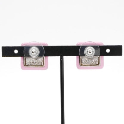 Chanel Earrings Earring Silver Pink Coco Mark Square
