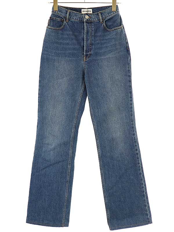 Balenciaga 20ss High Waist Long Denim Pants 594390 Tdw14 Indigo 27