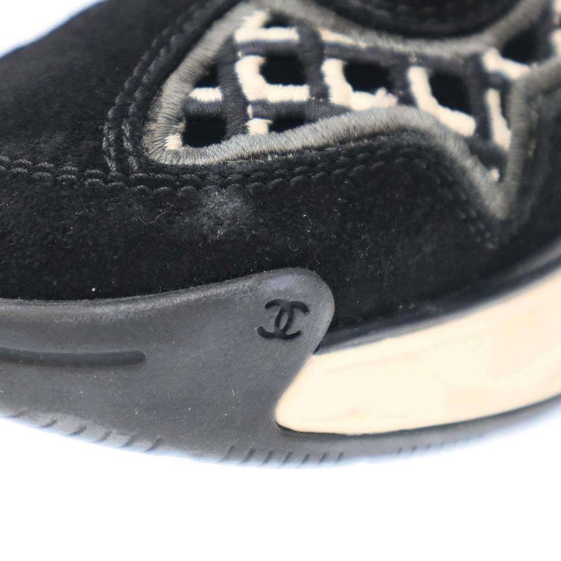 Chanel Matelasse Coco Mark Mesh Leather Sneakers G37126 Black 37