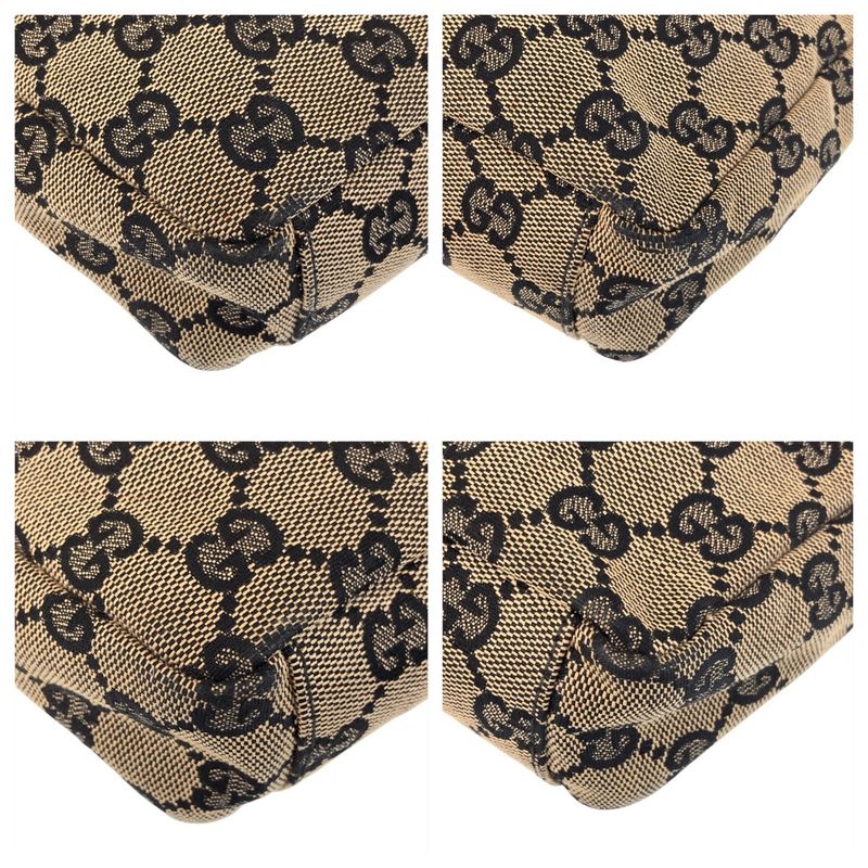 Gucci Beige Black Gold Hardware GG Canvas 019 0433 Shoulder Bag Pochette Women