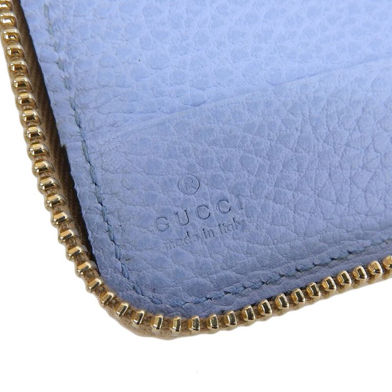 With Box Gucci 2017 354497 Teal Leather Round Zip Wallet Bifold Wallet With