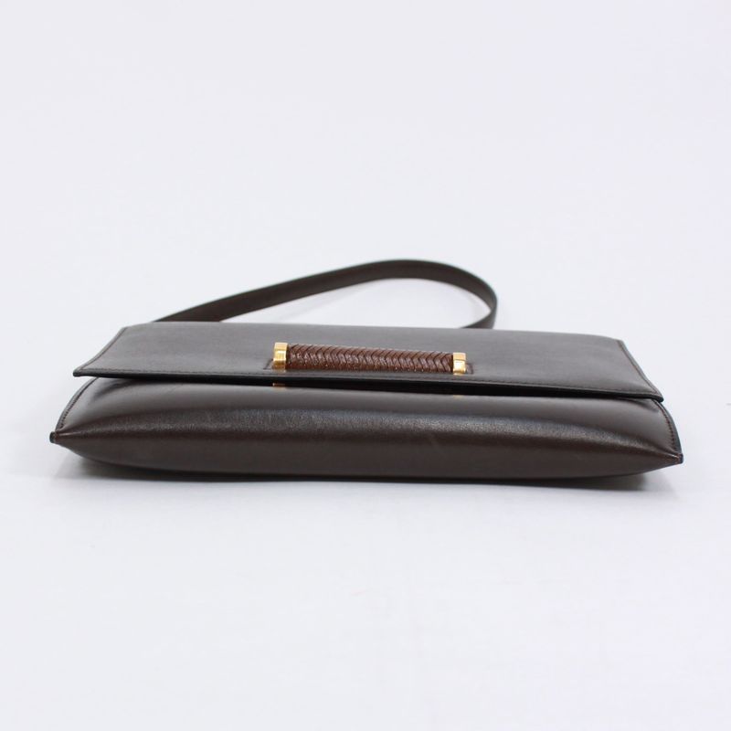 Hermes 2WAY Havana Clutch Bag Box Calf Brown Shoulder Bag Gold