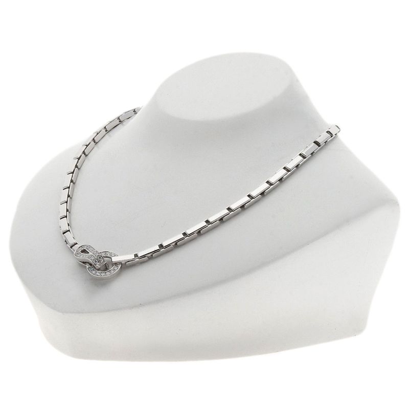 Cartier Agrafe Diamond Necklace 18K White Gold Ladies