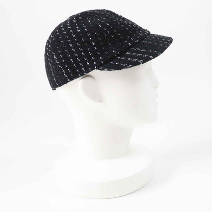CHANEL 2023 23P Tweed Casket With Coco Mark Hat Black Silver M Made In Italy