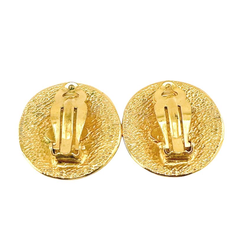 Chanel Earring Circle Logo Large Vintage Cambon Earrings Chanel Gold