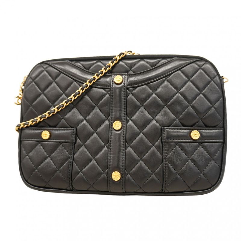 Chanel Shoulder Bag Girl Chanel Lambskin Black Gold Hardware Women