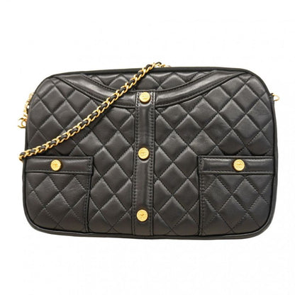 Chanel Shoulder Bag Girl Chanel Lambskin Black Gold Hardware Women
