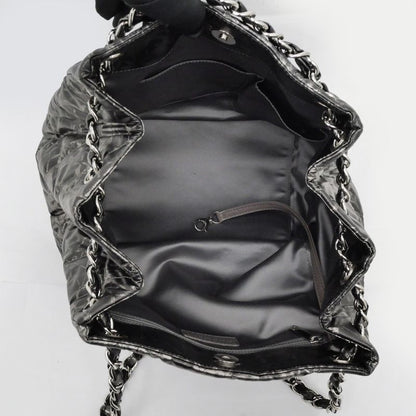 Chanel Nylon Chain Tote Bag Silver Hardware Quilted Women's