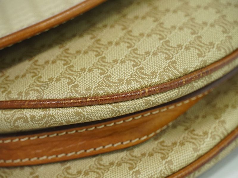 Authentic Celine Macadam Shoulder Bag Pochette PVC Beige Macadam Bag Pre-owned