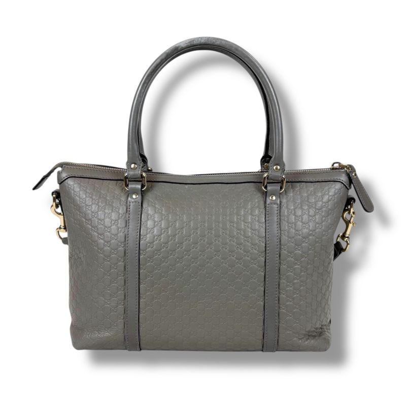 Gucci Micro Shimmer Leather Mini Tote Bag Shoulder Bag 2WAY Light Gray Leather