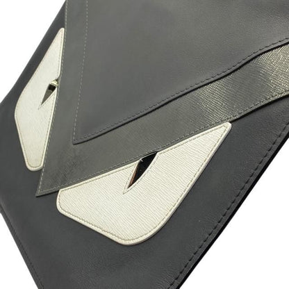 Fendi 7n0078 Monster Clutch Bag Second Bag Bugs Leather Studded Black