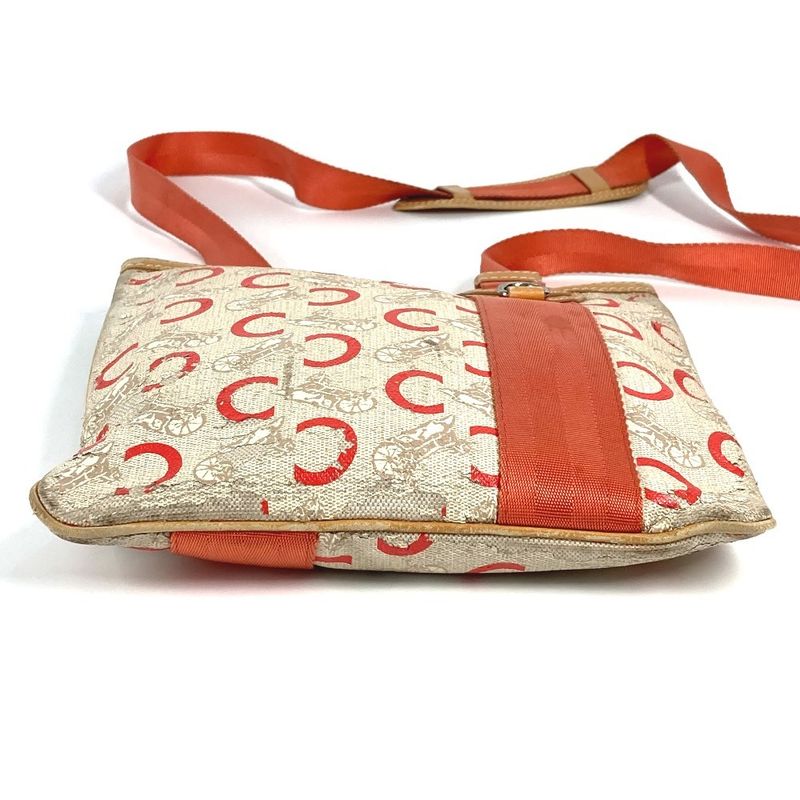 Celine Shoulder Bag Logo Macadam Carriage Leather / Coated Canvas Orange