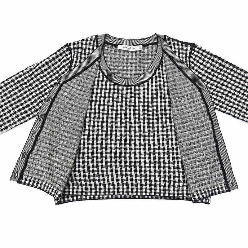 Dior Ensemble Knit Plaid Bi-40 BK WH 344w01am135 Women's Apparel