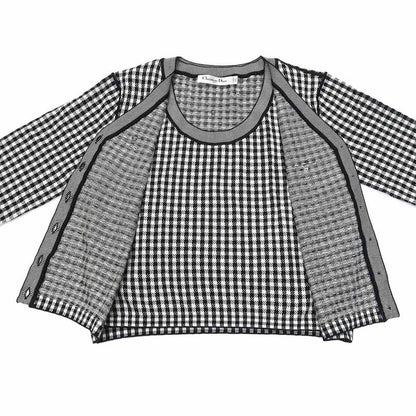 Dior Ensemble Knit Plaid Bi-40 BK WH 344w01am135 Women's Apparel