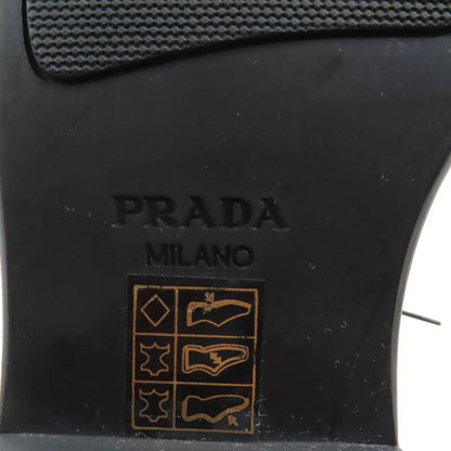 Prada Back Logo Platform Lace Up Leather Shoes Black 35.5 With Box And Storage