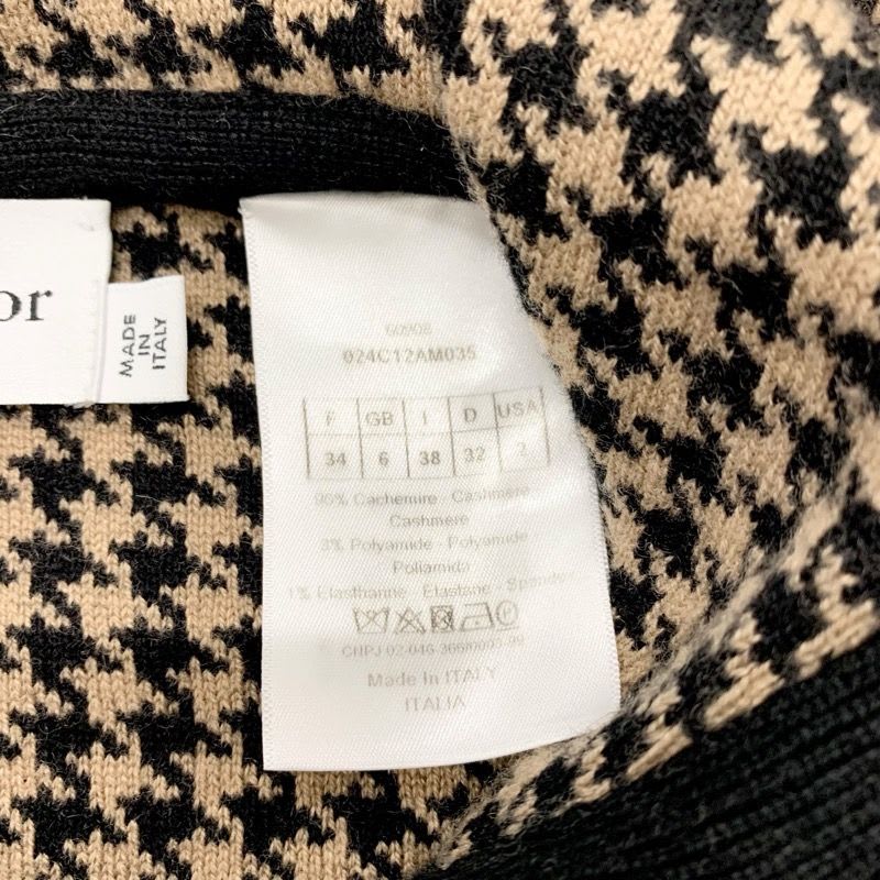 Christian Dior Outerwear Brown Black Knit Poncho Houndstooth