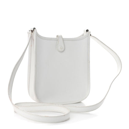HERMES Evelyn TPM Mini Clemence Epsom Leather White Shoulder Bag Tote