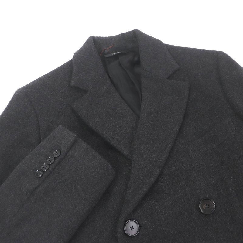 Hermes 23AW 100% Cashmere Double Breasted Chester Coat Long Coat Dark Gray 46